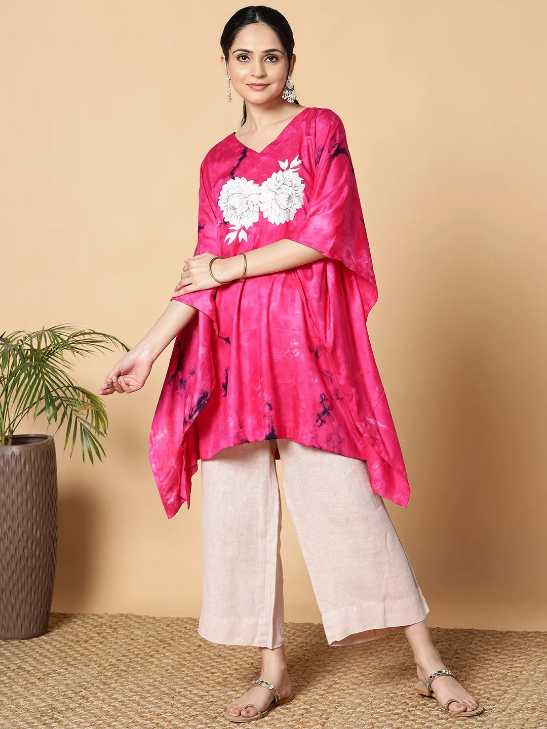 Magenta Rayon TieDyeKurta - MagentaMystique