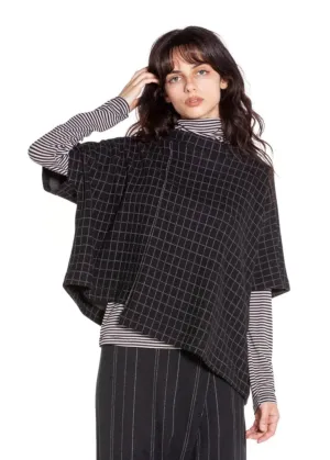 MAMA B - Windowpane Relaxed Asymmetric Pullover