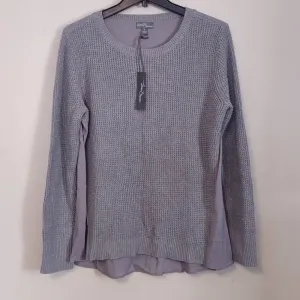 Market & Spruce Layered Look Waffle Knit Sweater Gray large