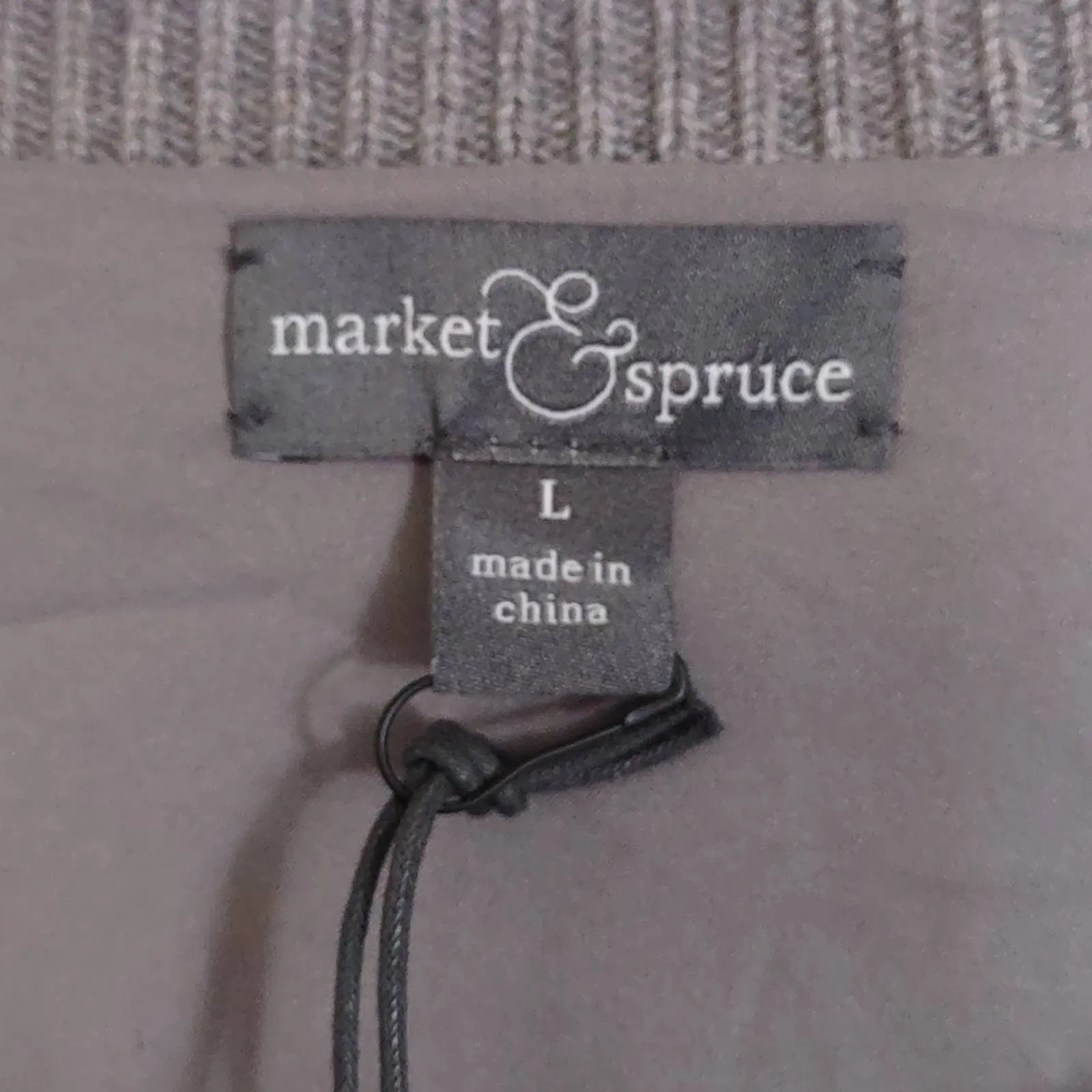 Market & Spruce Layered Look Waffle Knit Sweater Gray large