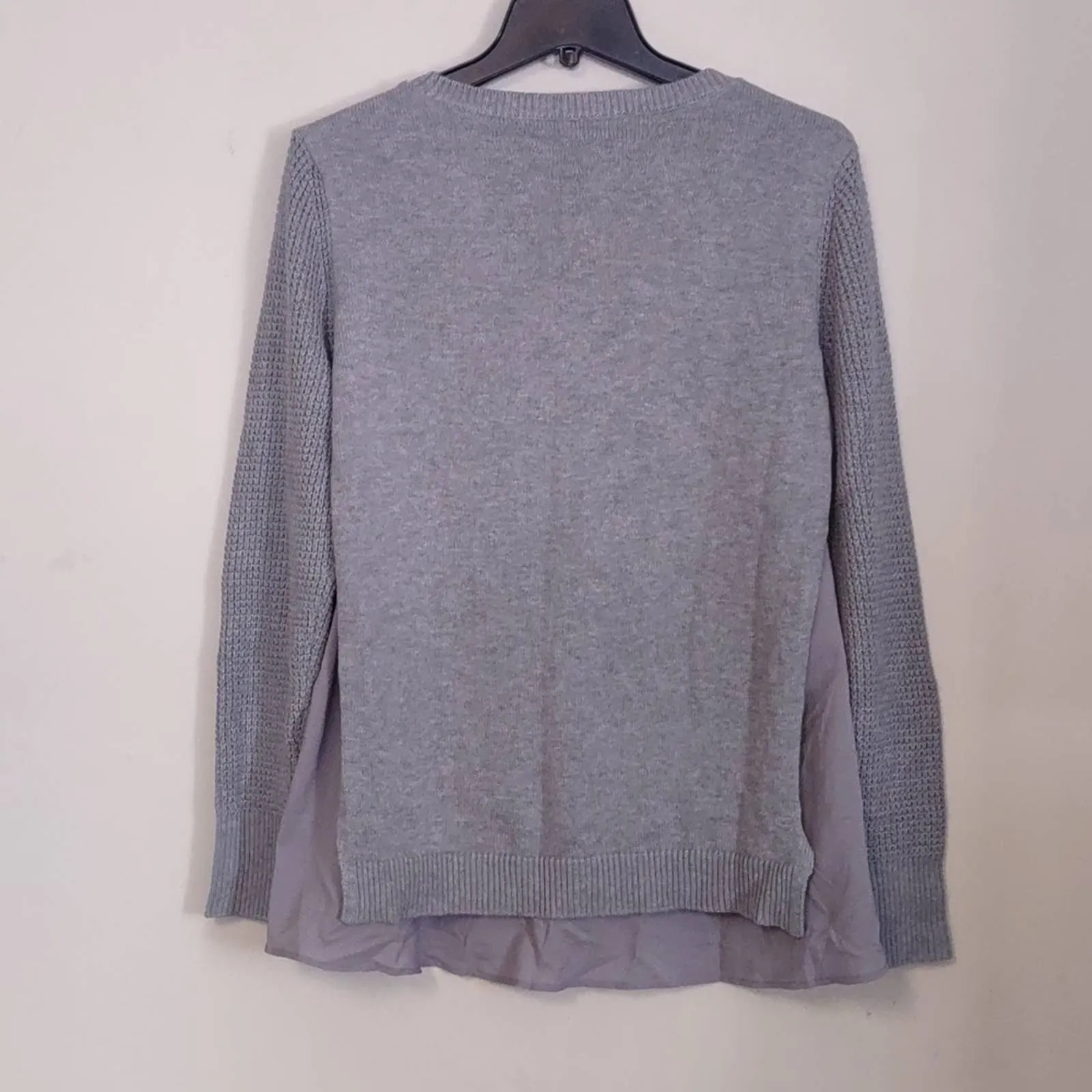 Market & Spruce Layered Look Waffle Knit Sweater Gray large