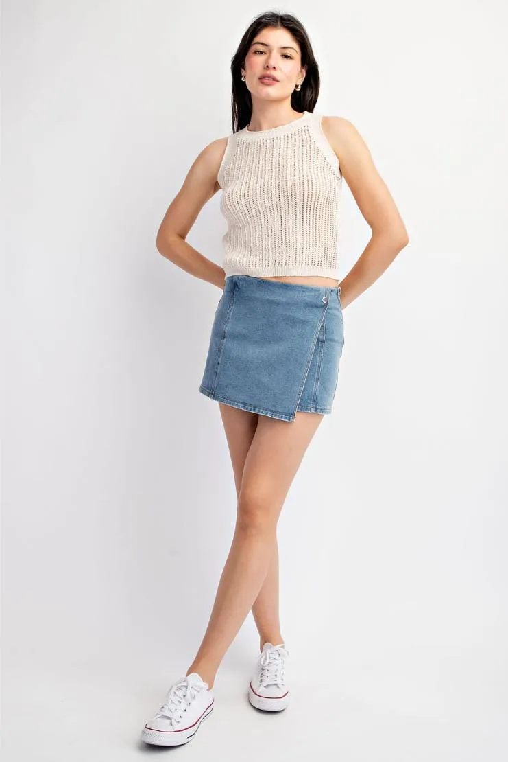 Millie Open Knit Sleeveless Top - Ivory