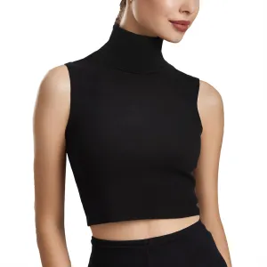 Mock Turtleneck Dickey Cotton Crop Top Black or White (wear underneath low cut garment for modesty)