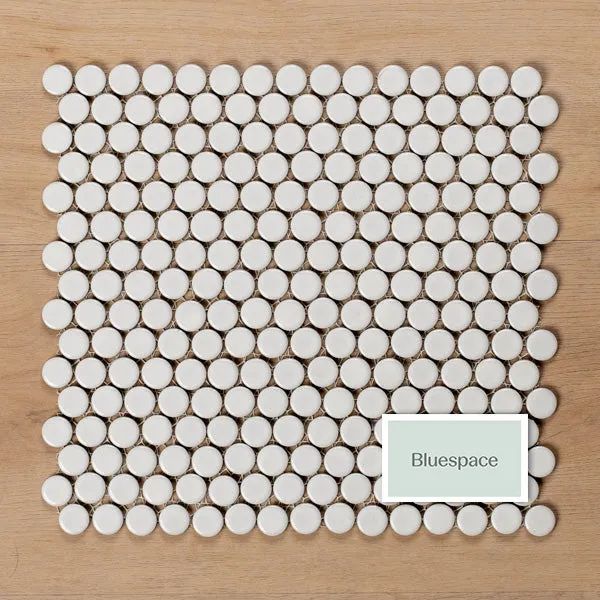 Mooloolaba Gloss White Porcelain Penny Round Mosaic Tile 20x20mm