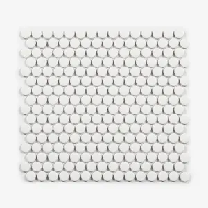 Mooloolaba Satin White Porcelain Penny Round Mosaic Tile 20x20mm