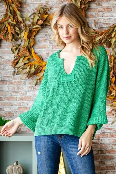 Odessa Notched Long Sleeve Sweater