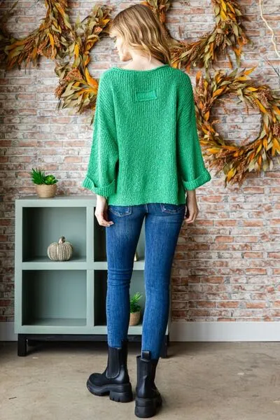 Odessa Notched Long Sleeve Sweater