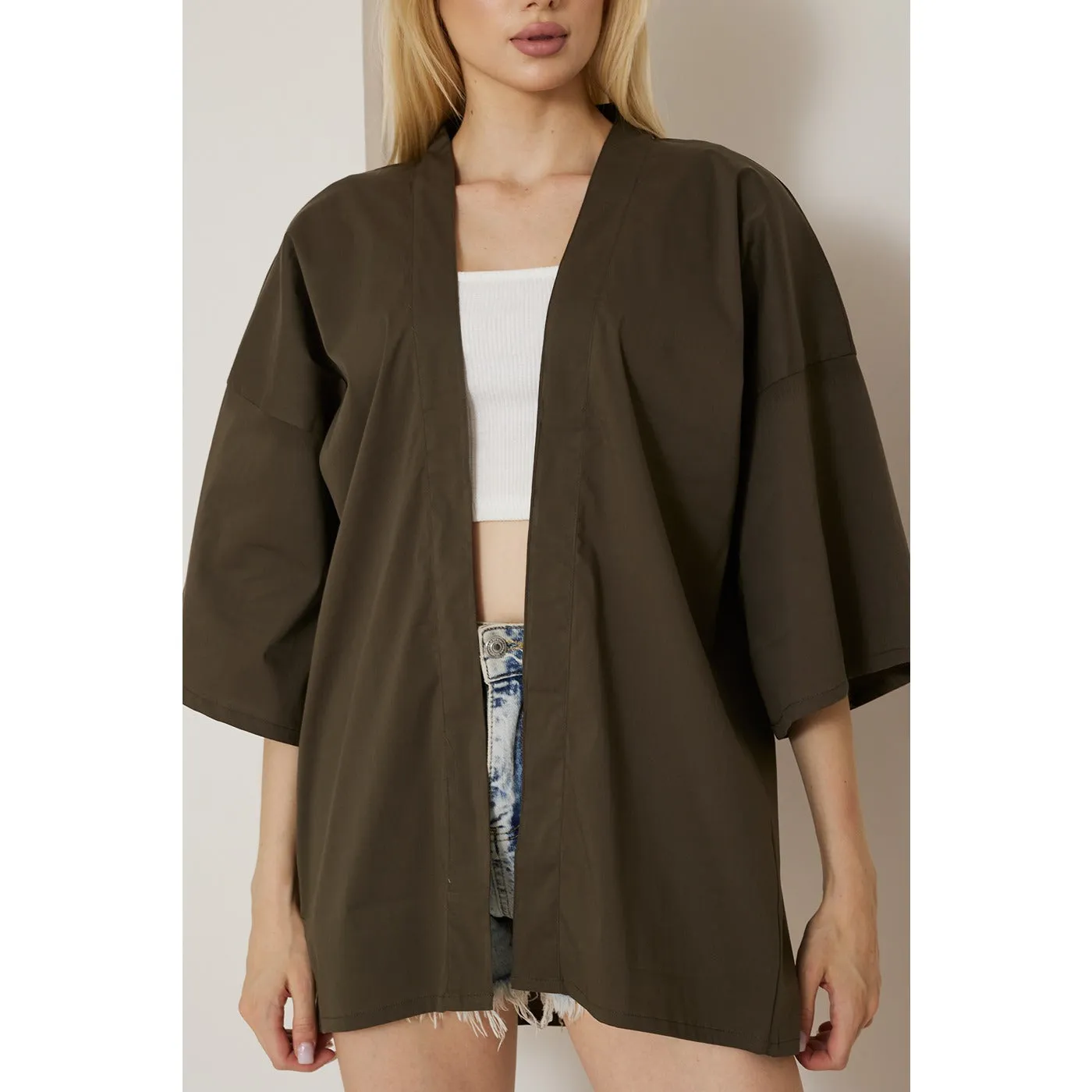 Olive Green Kimono Shawl Jacket