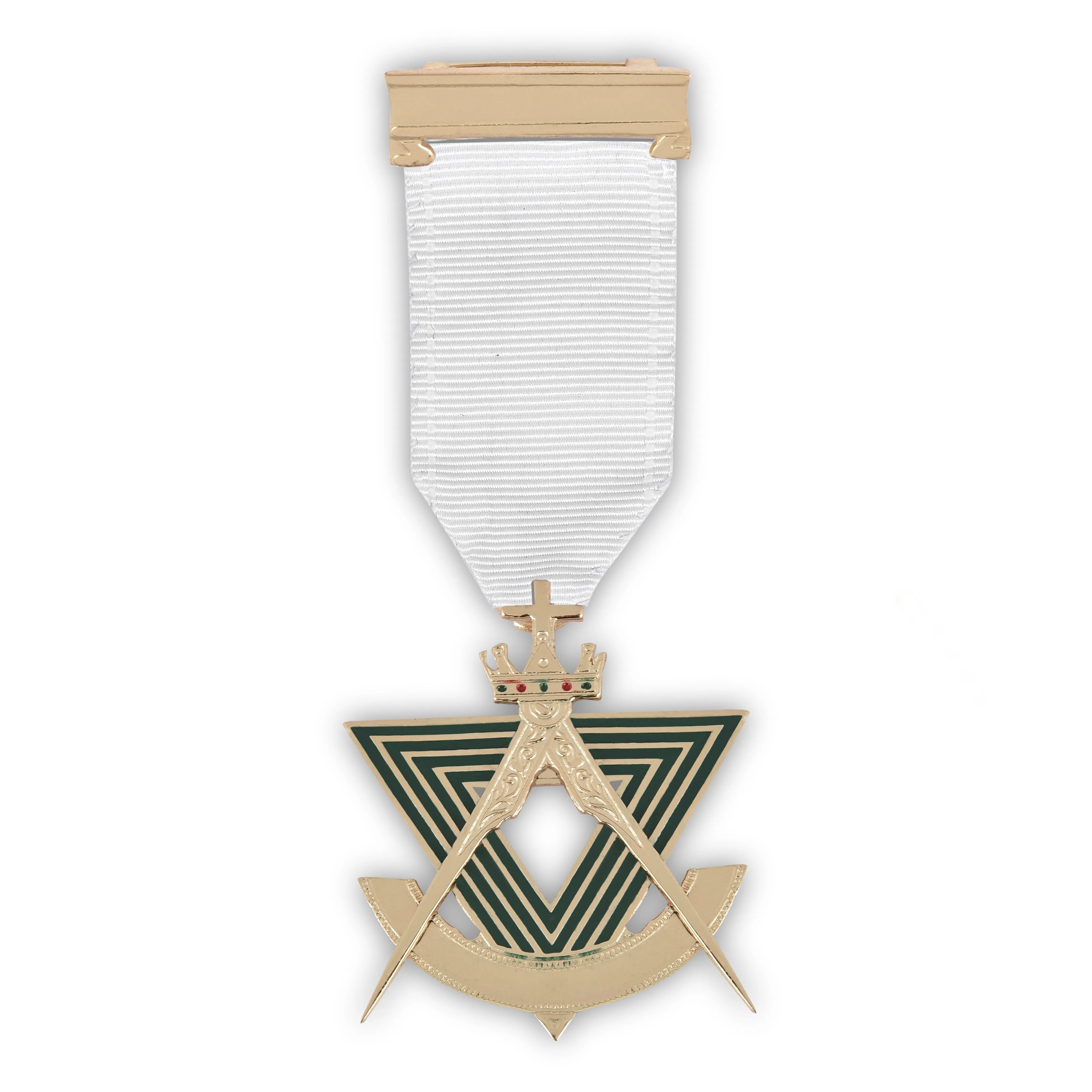 Past Sovereign Master Allied Masonic Degrees Breast Jewel - Gold Plated With Ribbon