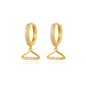 Pave Hanger Hoop Earrings