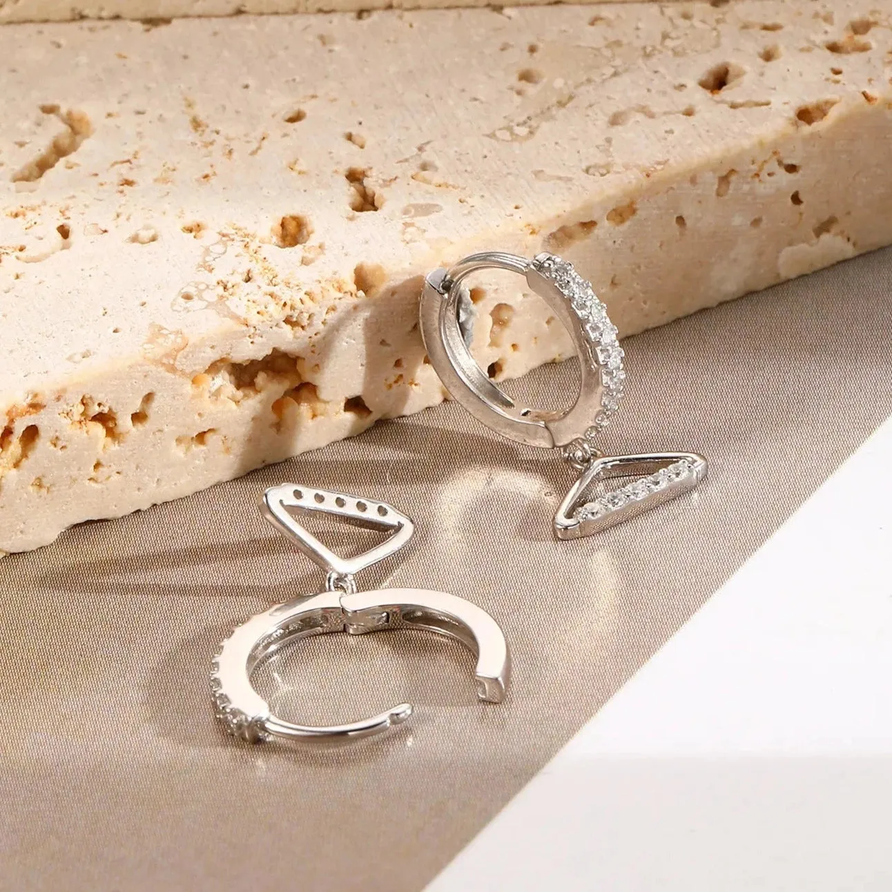 Pave Hanger Hoop Earrings