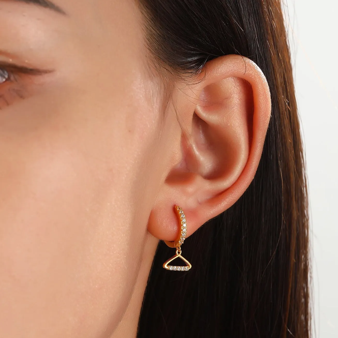 Pave Hanger Hoop Earrings