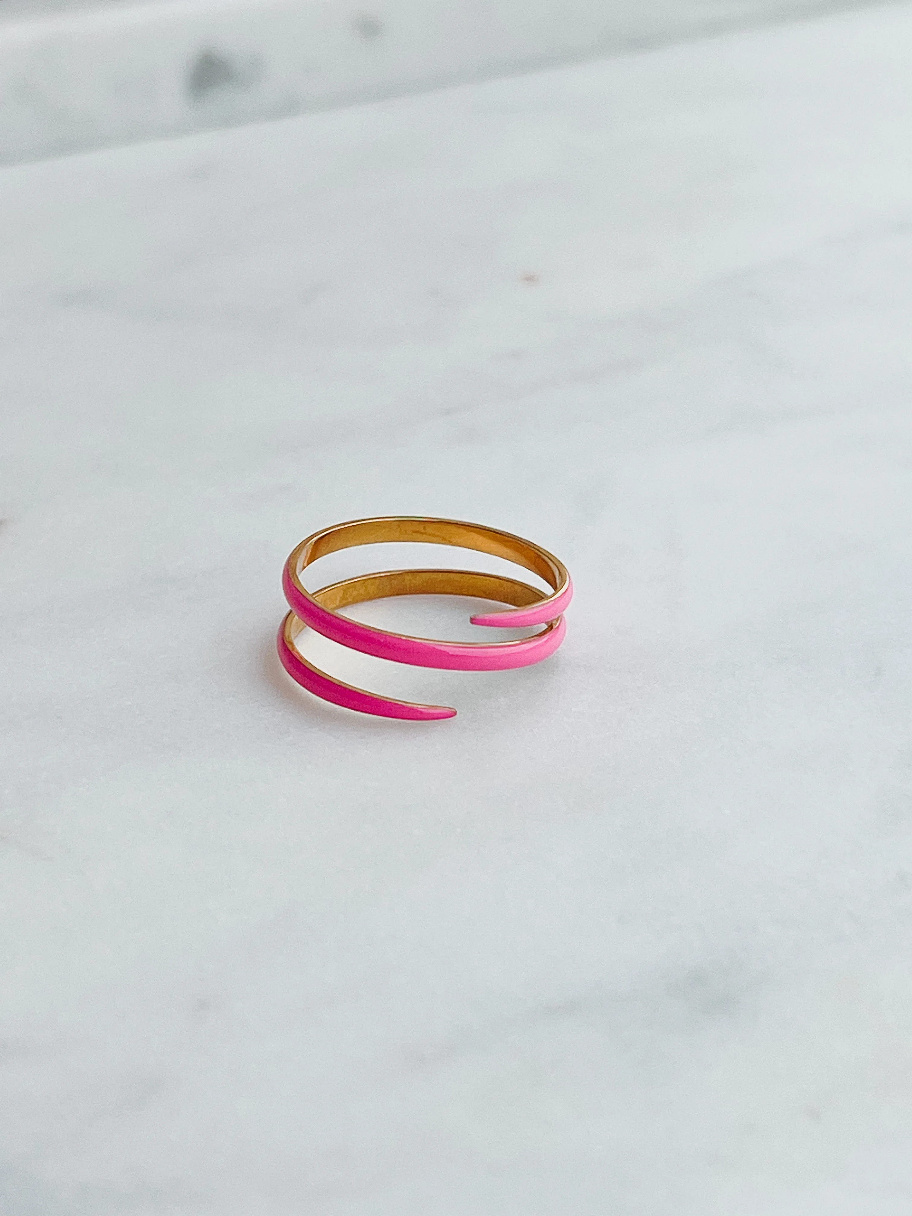 Pink Enamel Twist Ring