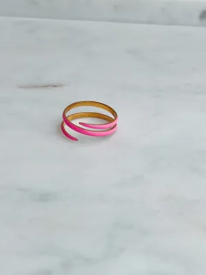 Pink Enamel Twist Ring