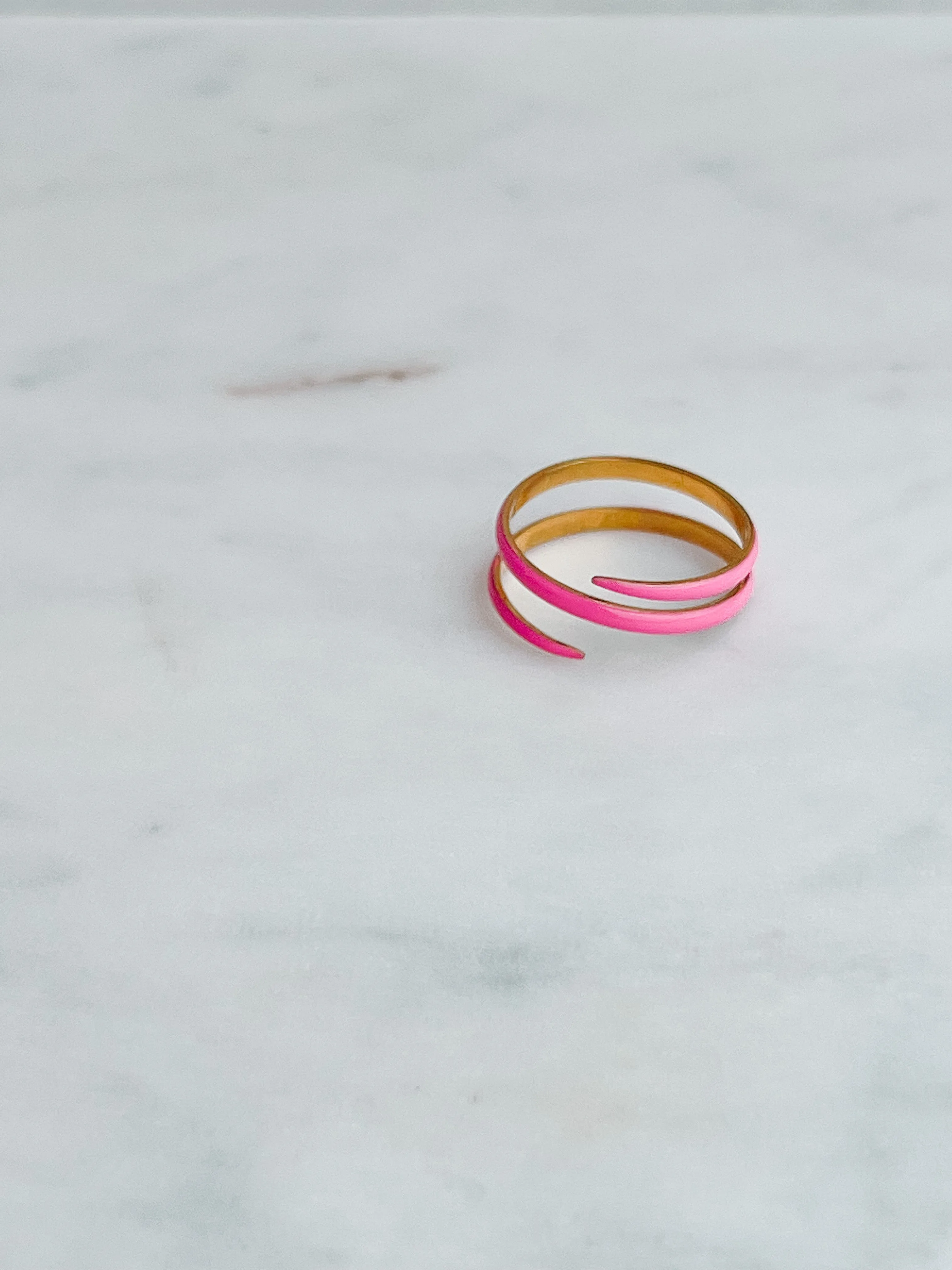 Pink Enamel Twist Ring