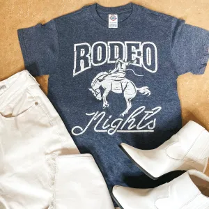 Rodeo Nights Short Sleeve Graphic Tee in Heather Navy