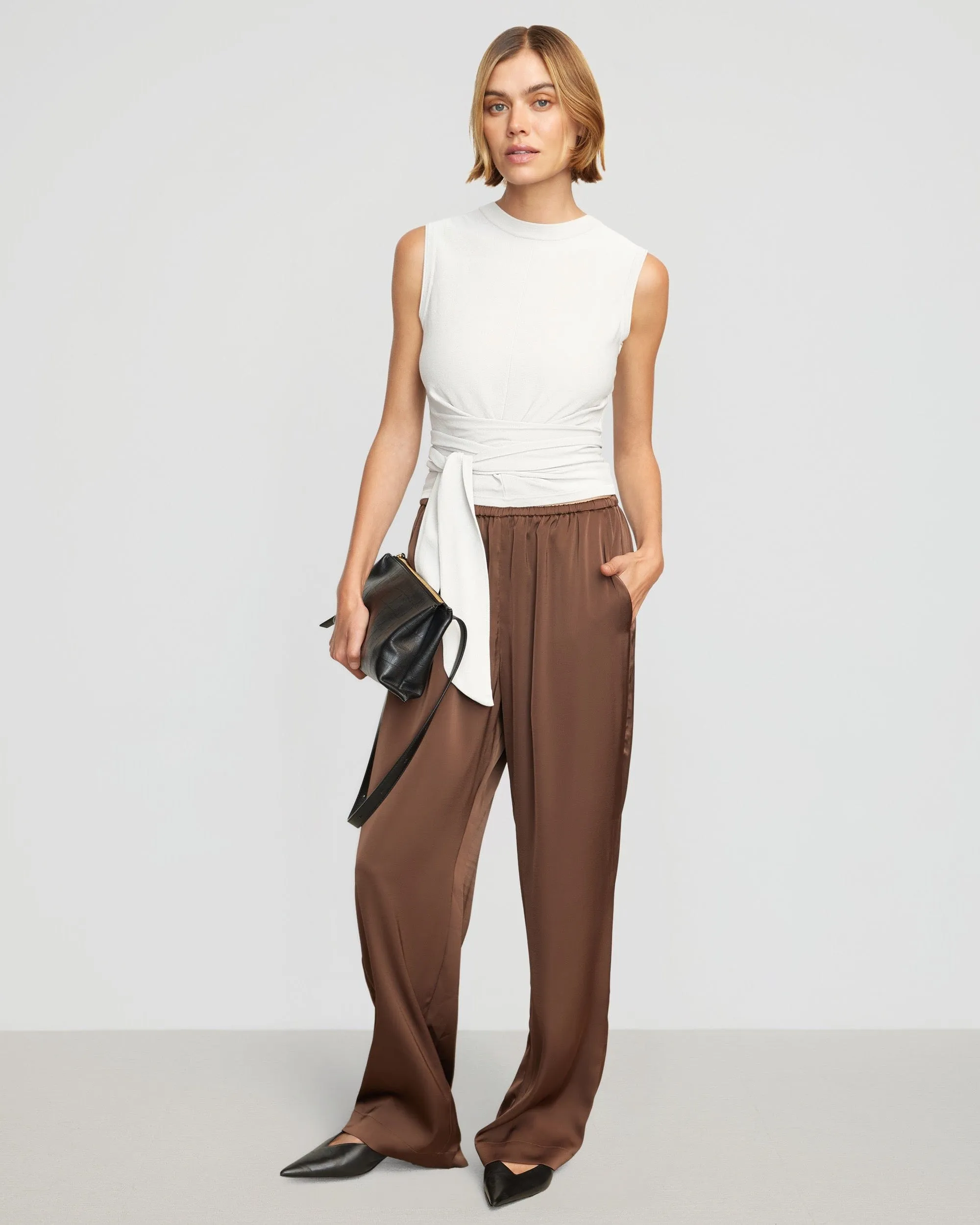 Rumi Cropped Sleeveless Wrap Top