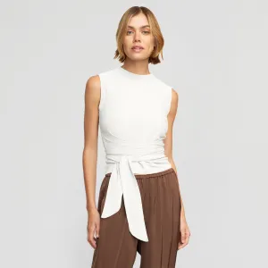 Rumi Cropped Sleeveless Wrap Top