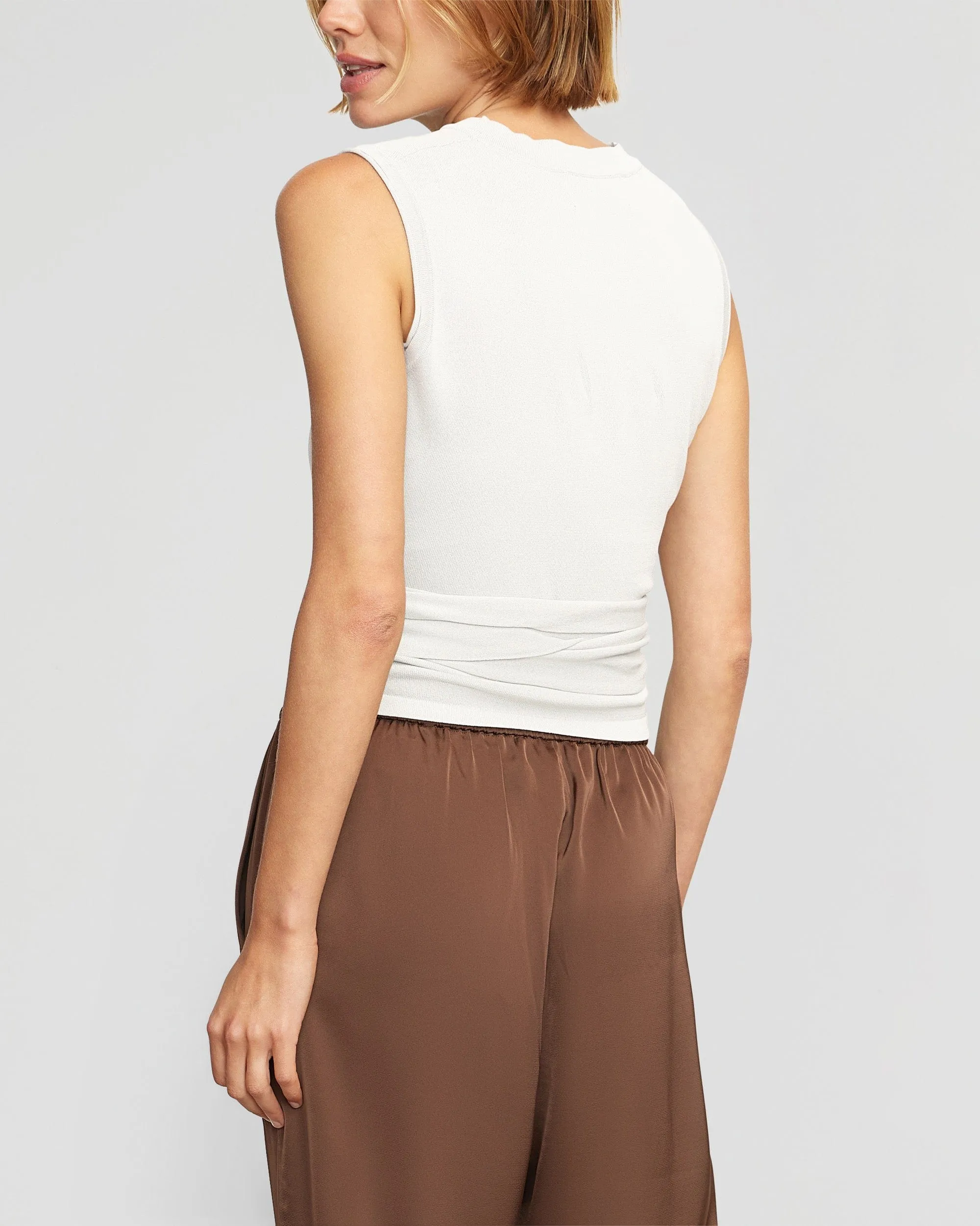 Rumi Cropped Sleeveless Wrap Top