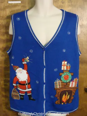 Santa Ringing a Bell Christmas Sweater Vest