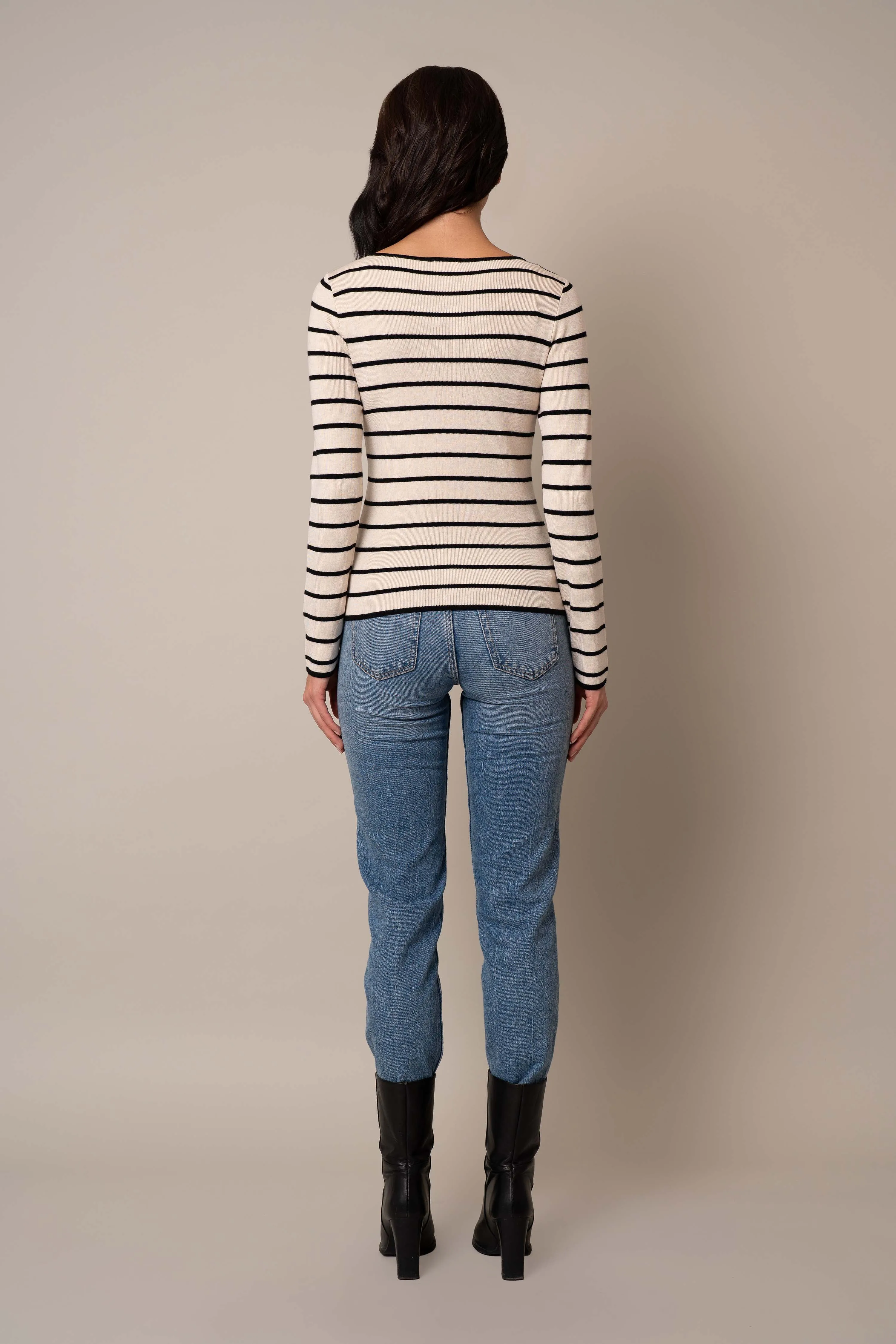 Scoop Neck Striped Pullover