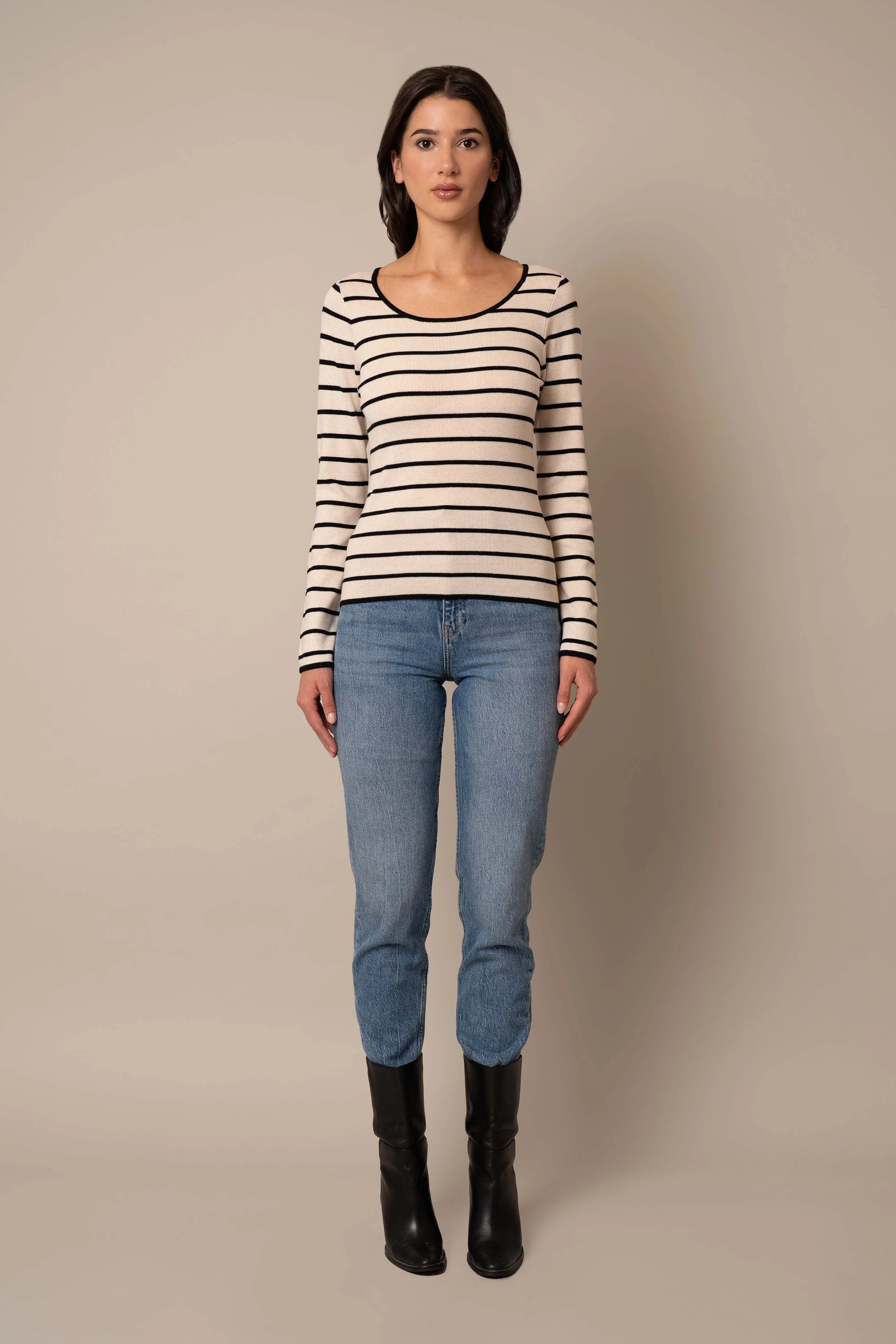 Scoop Neck Striped Pullover