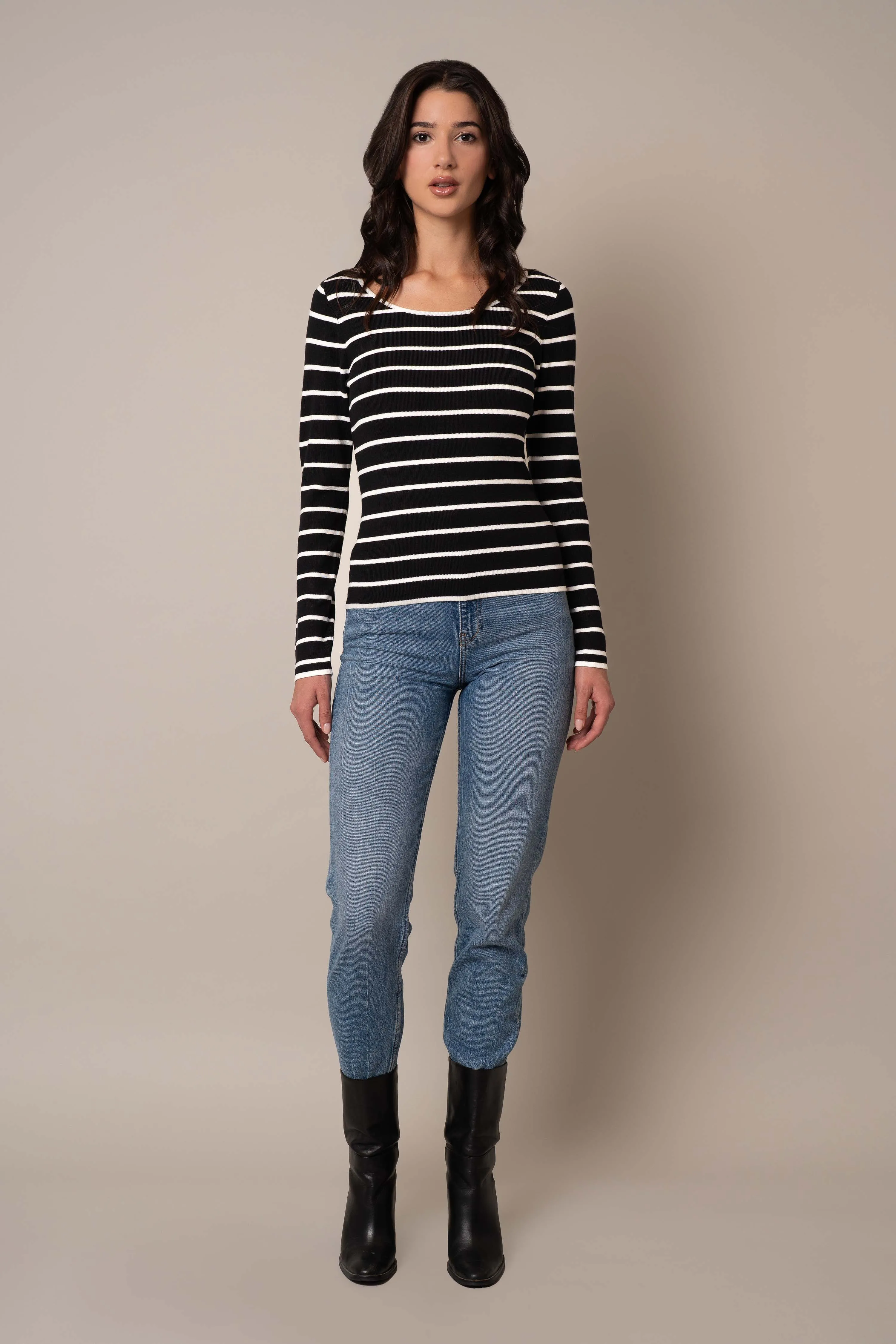 Scoop Neck Striped Pullover