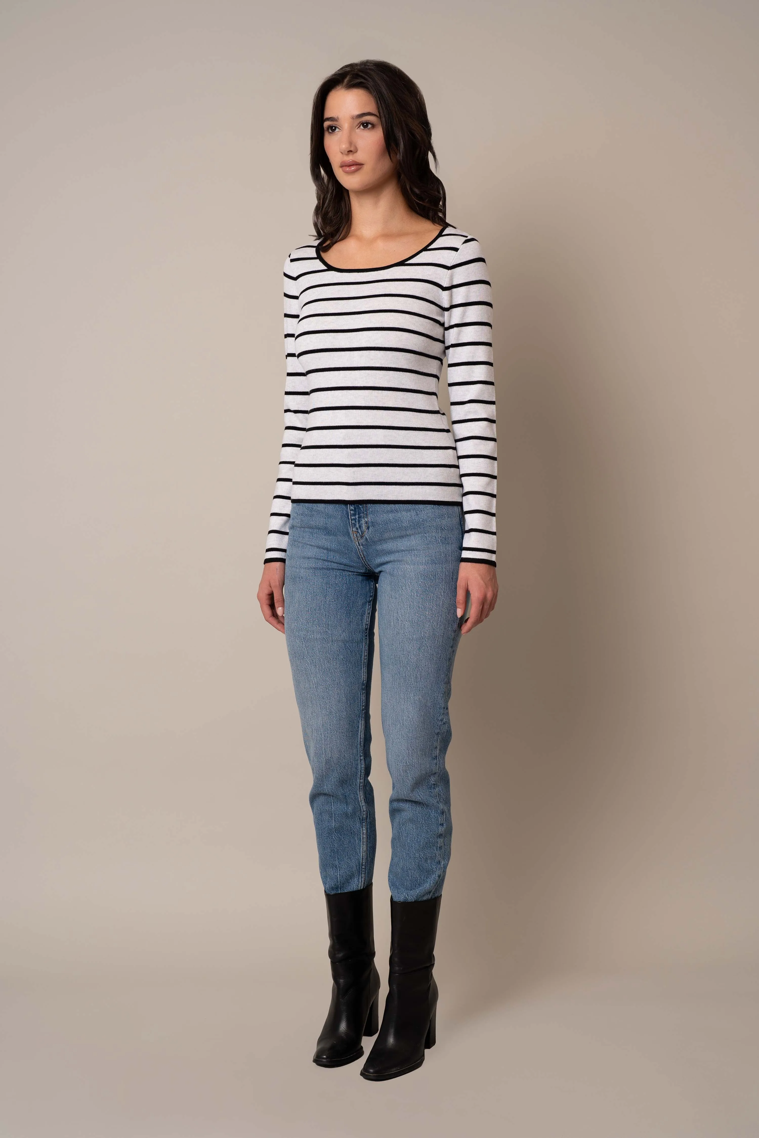 Scoop Neck Striped Pullover