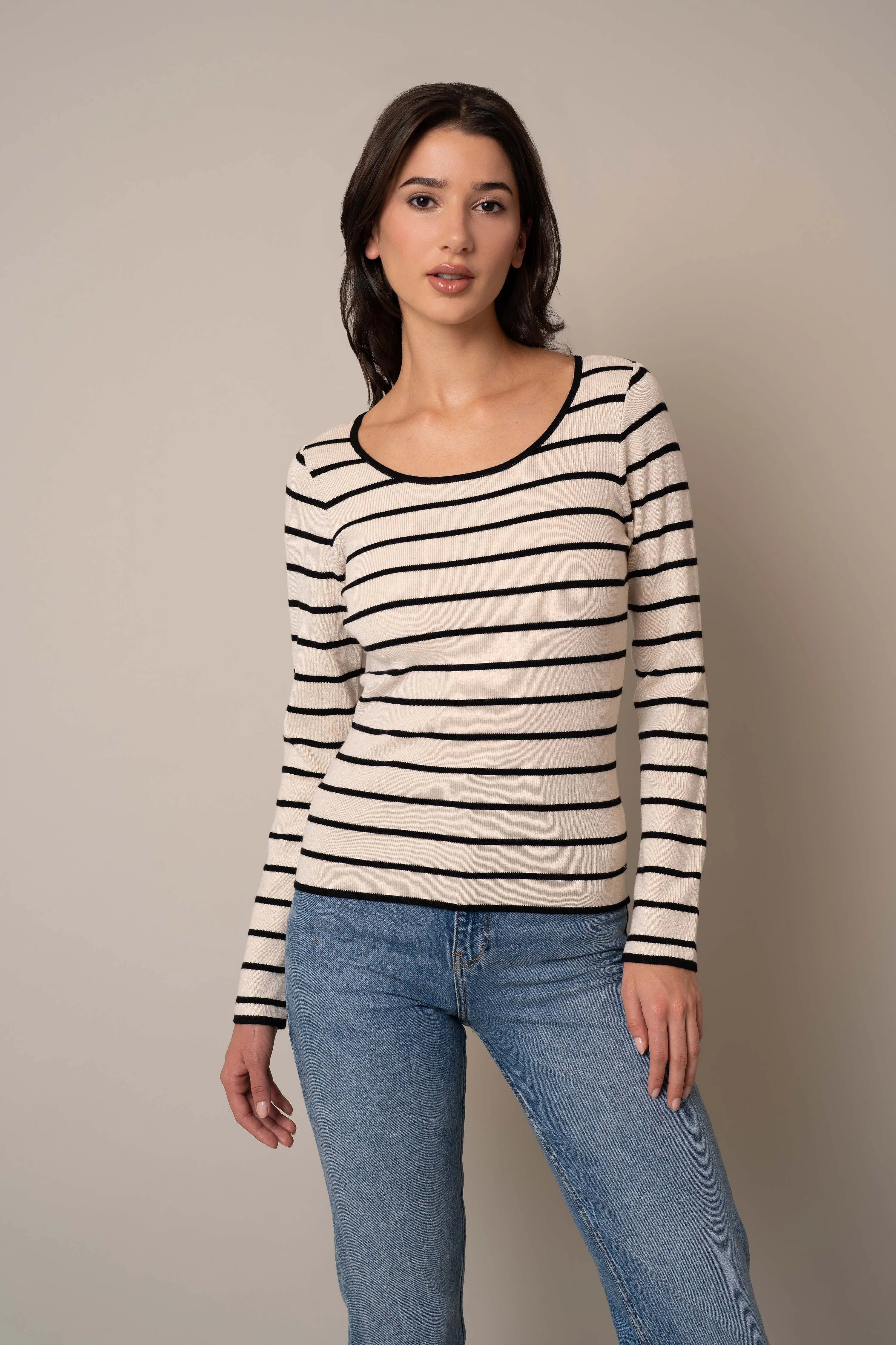 Scoop Neck Striped Pullover