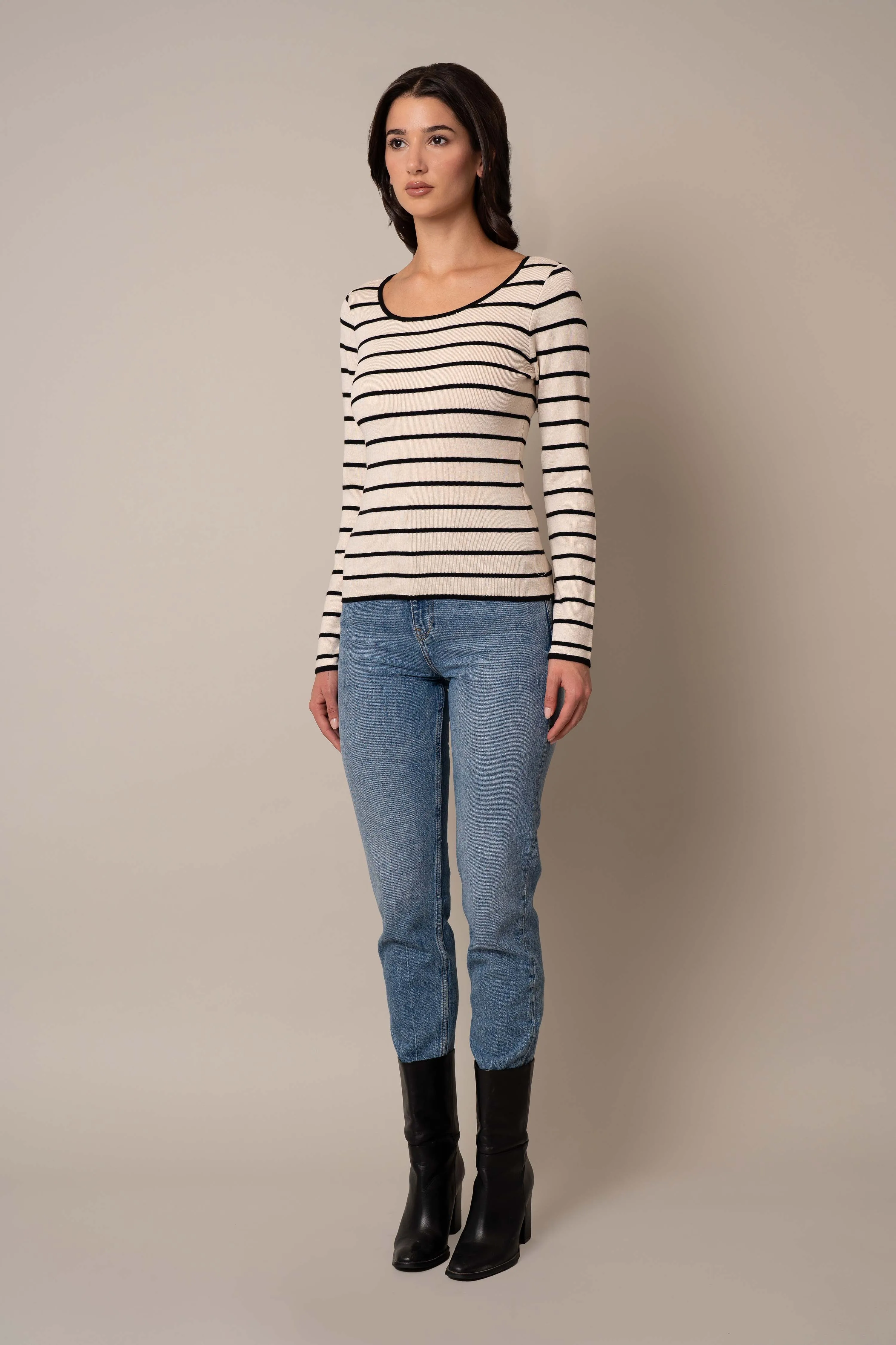 Scoop Neck Striped Pullover