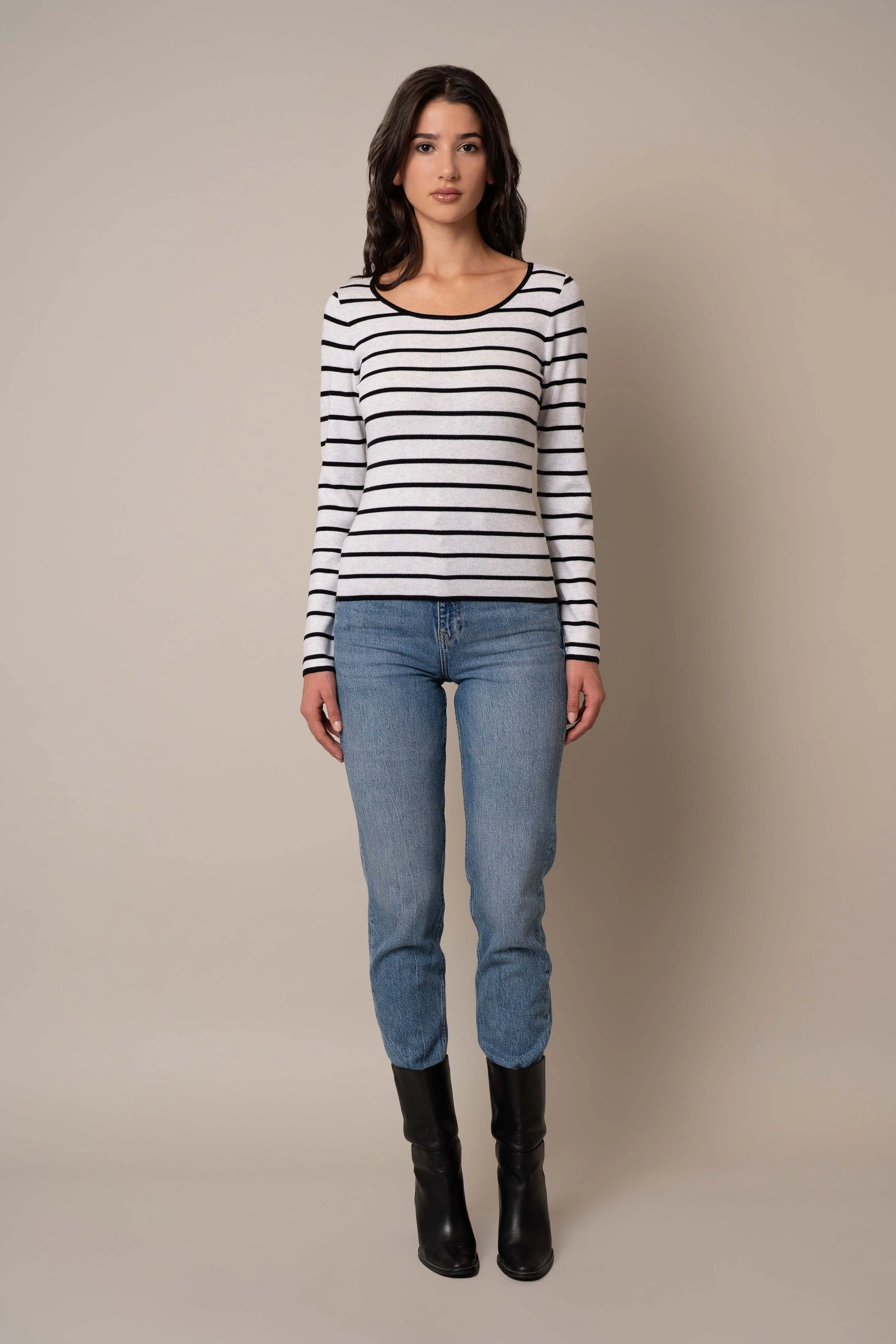 Scoop Neck Striped Pullover