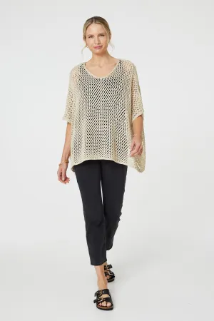 Sheer Crochet Relaxed Batwing Sleeve Top