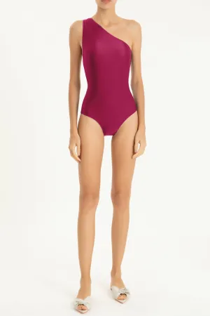 Solid One-Shoulder Swimsuit