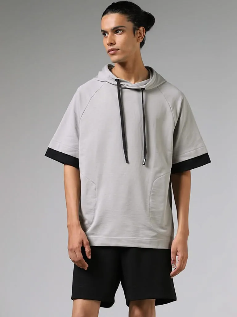 Studiofit Grey Relaxed-Fit Hoodie Pullover