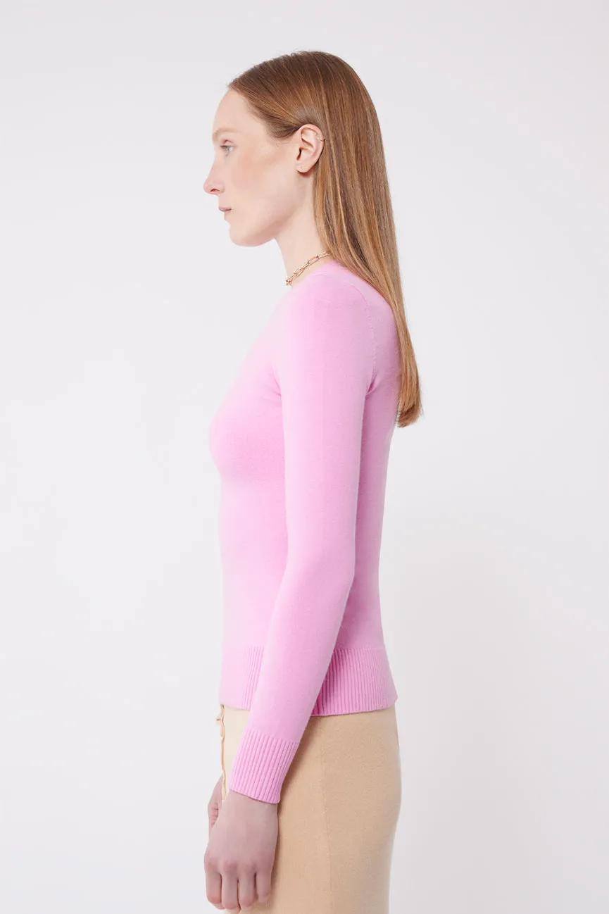 Sweet Pink Peachskin Long Sleeve Crew Neck