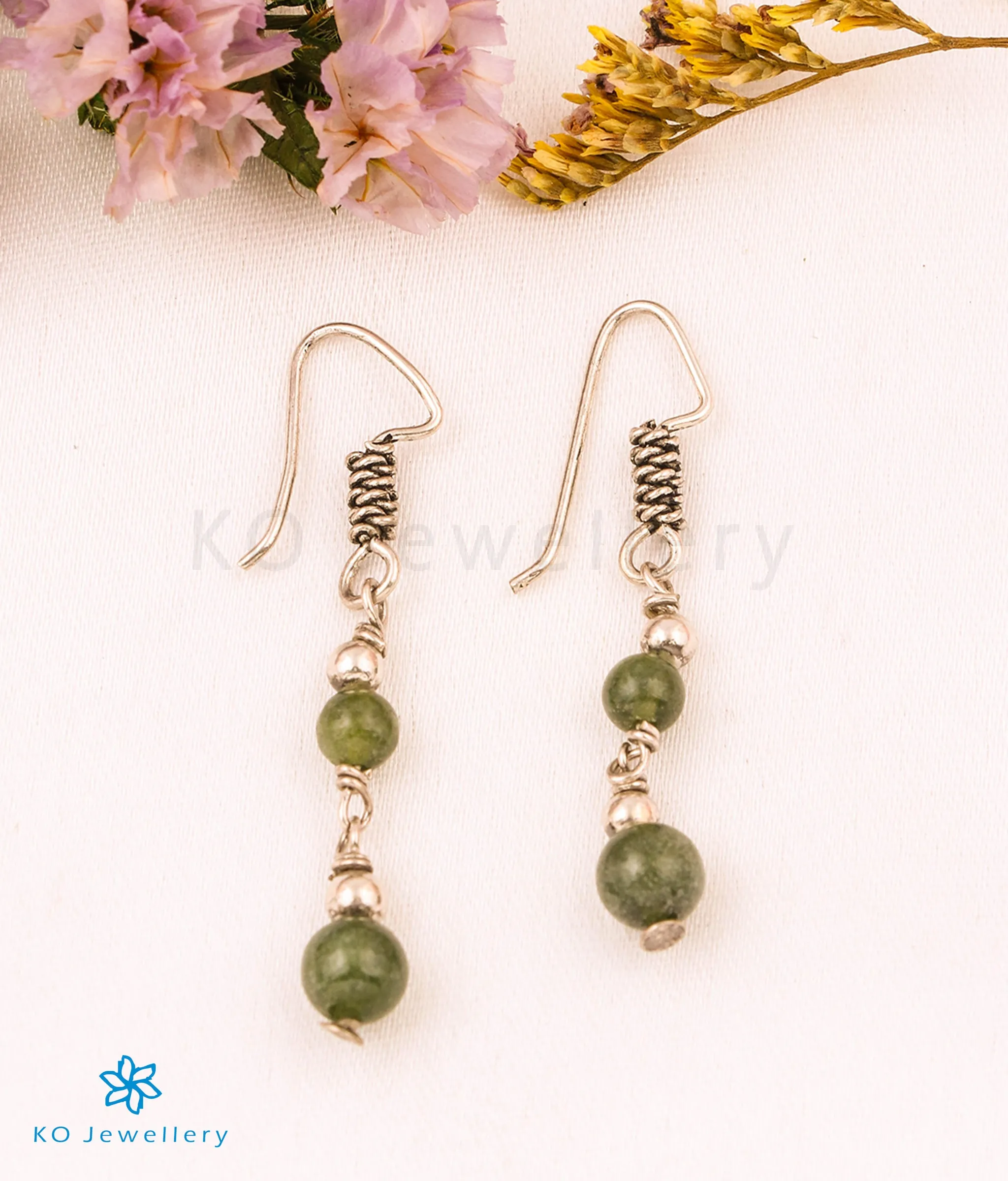 The Green Onyx Silver Gemstone Earring