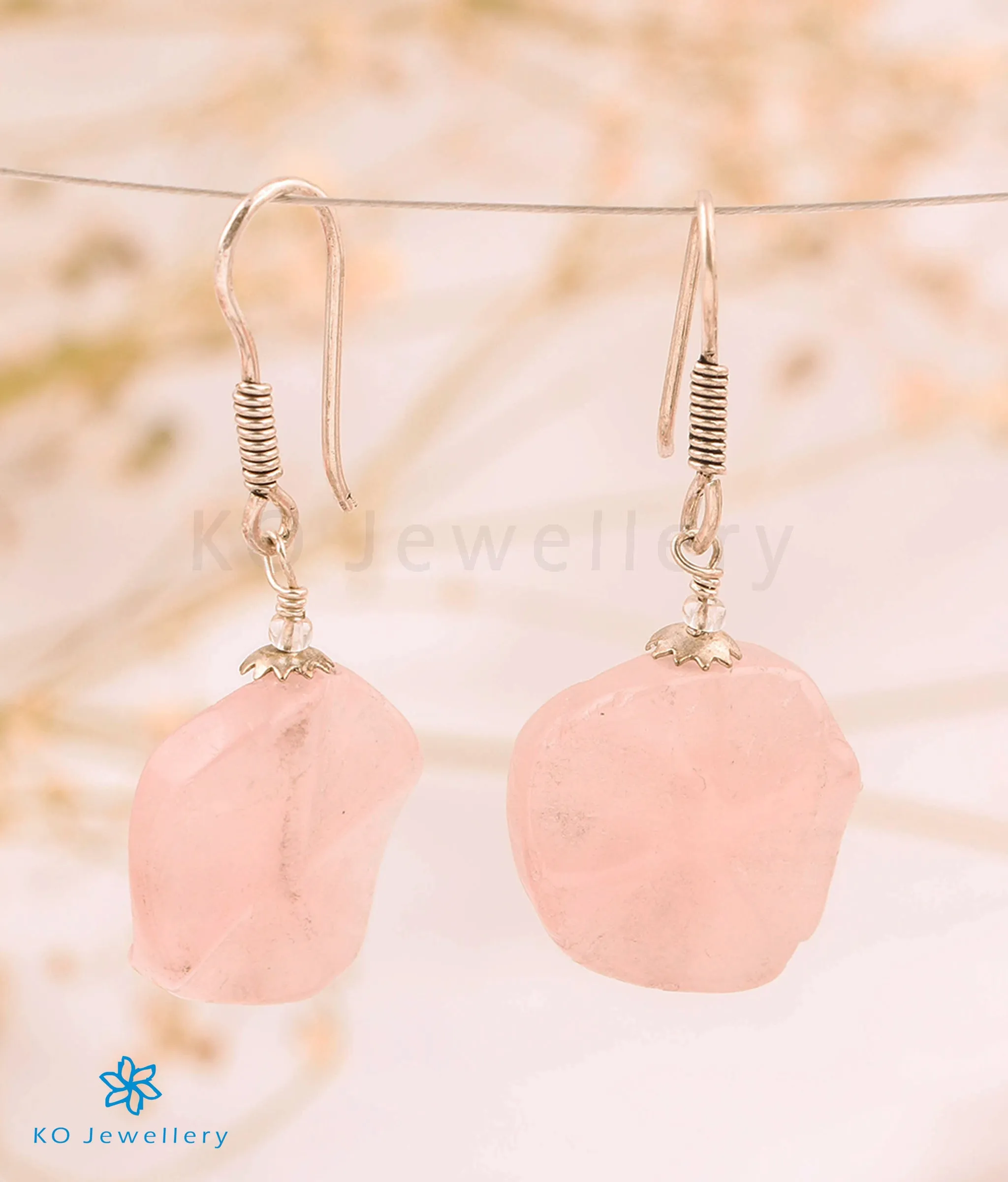 The Rose Quartz Silver Gemstone Earring