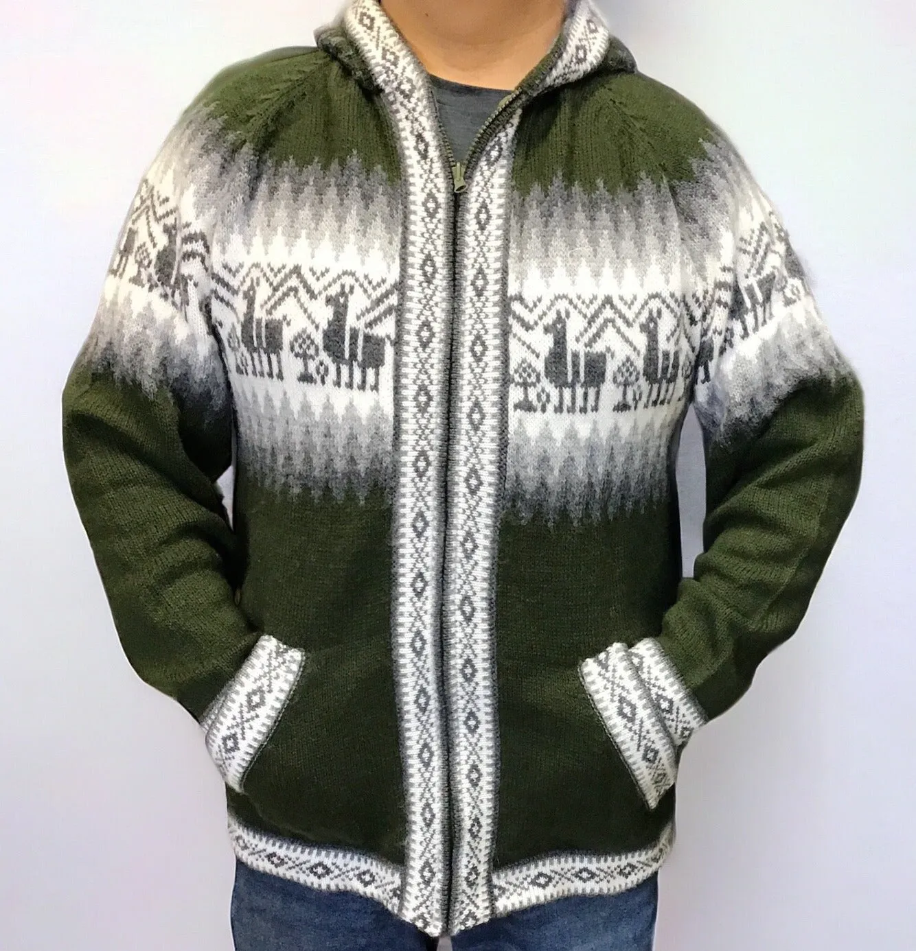 Unisex Light Green Alpaca Sweater