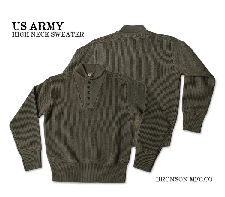 US Army High Neck Sweater Military Style Thick Knitted Wool Pullover