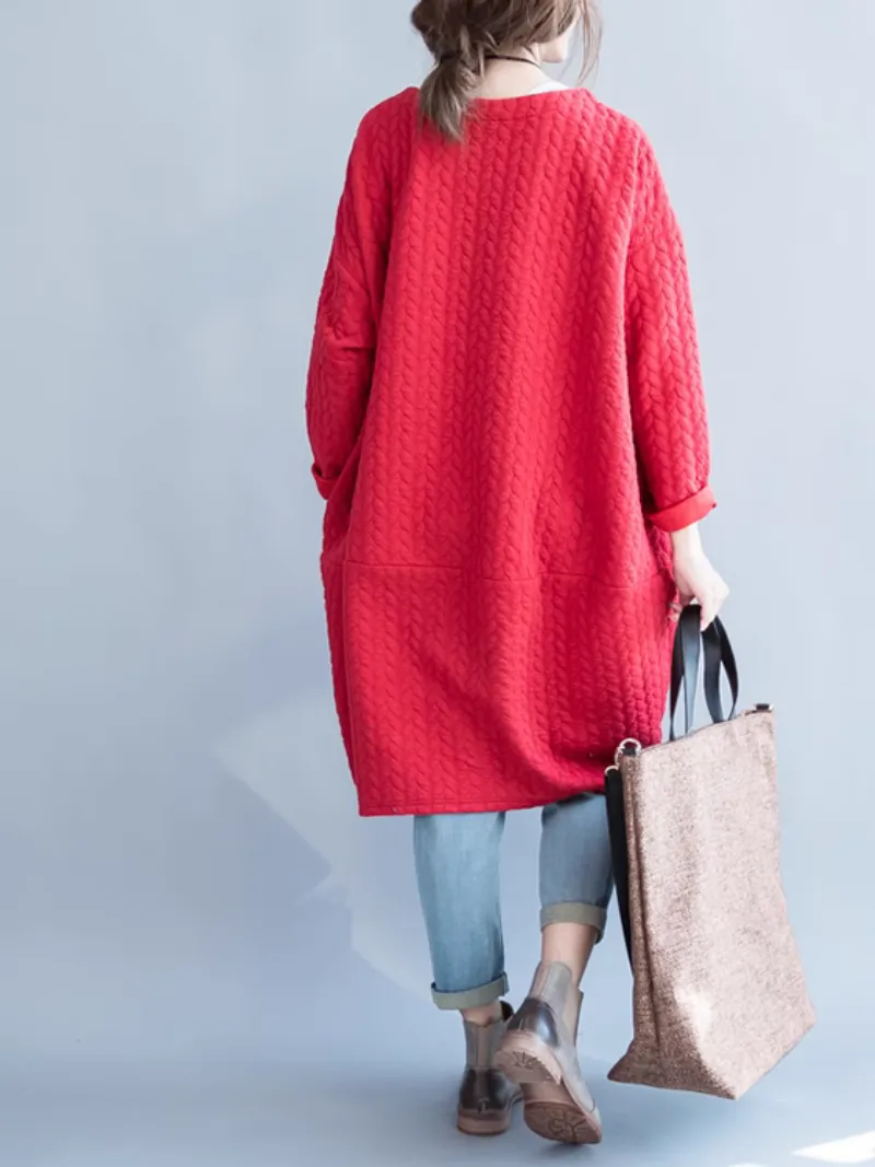 Women's Autumn and Winter Fashionable Midi-Length Sweater Shirt